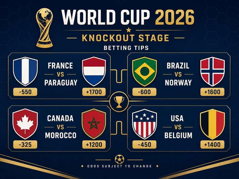 World Cup 2026 tournament bracket and match schedule overview for round of 16 betting analysis