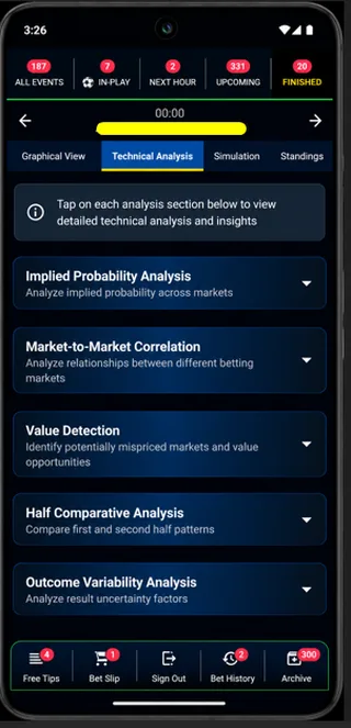 Puntersure Tips app home screen showing daily predictions and match overview